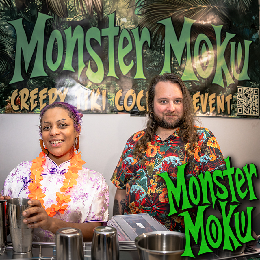 Guest bartenders serving cocktails at Monster Moku