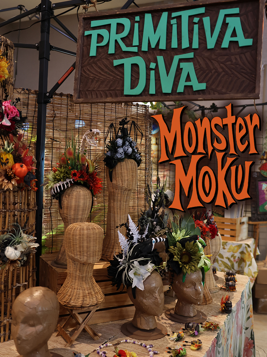 A colorful booth inside the Monster Moku VooDoo Vendor Venue